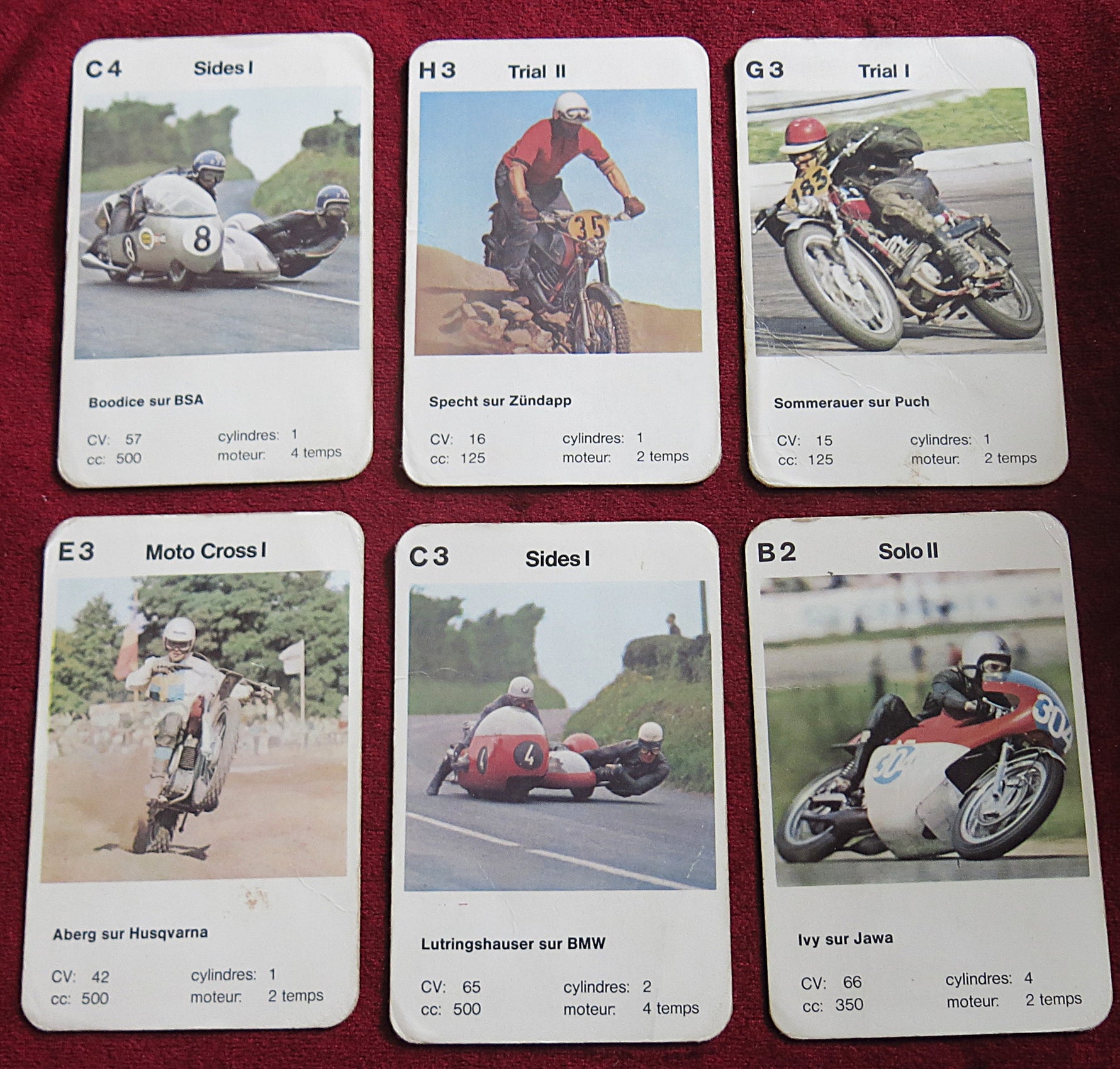 Jeu de cartes Trump sur les courses de motos et side-cars vintage – Piatnik Vienne – années 1970/1980