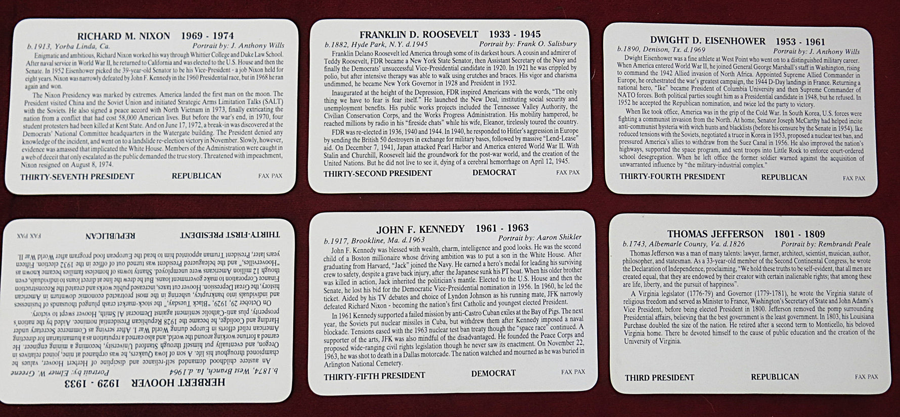 Vintage Presidents of USA & Kings and Queens of England Card Sets Complete 1988–1995
