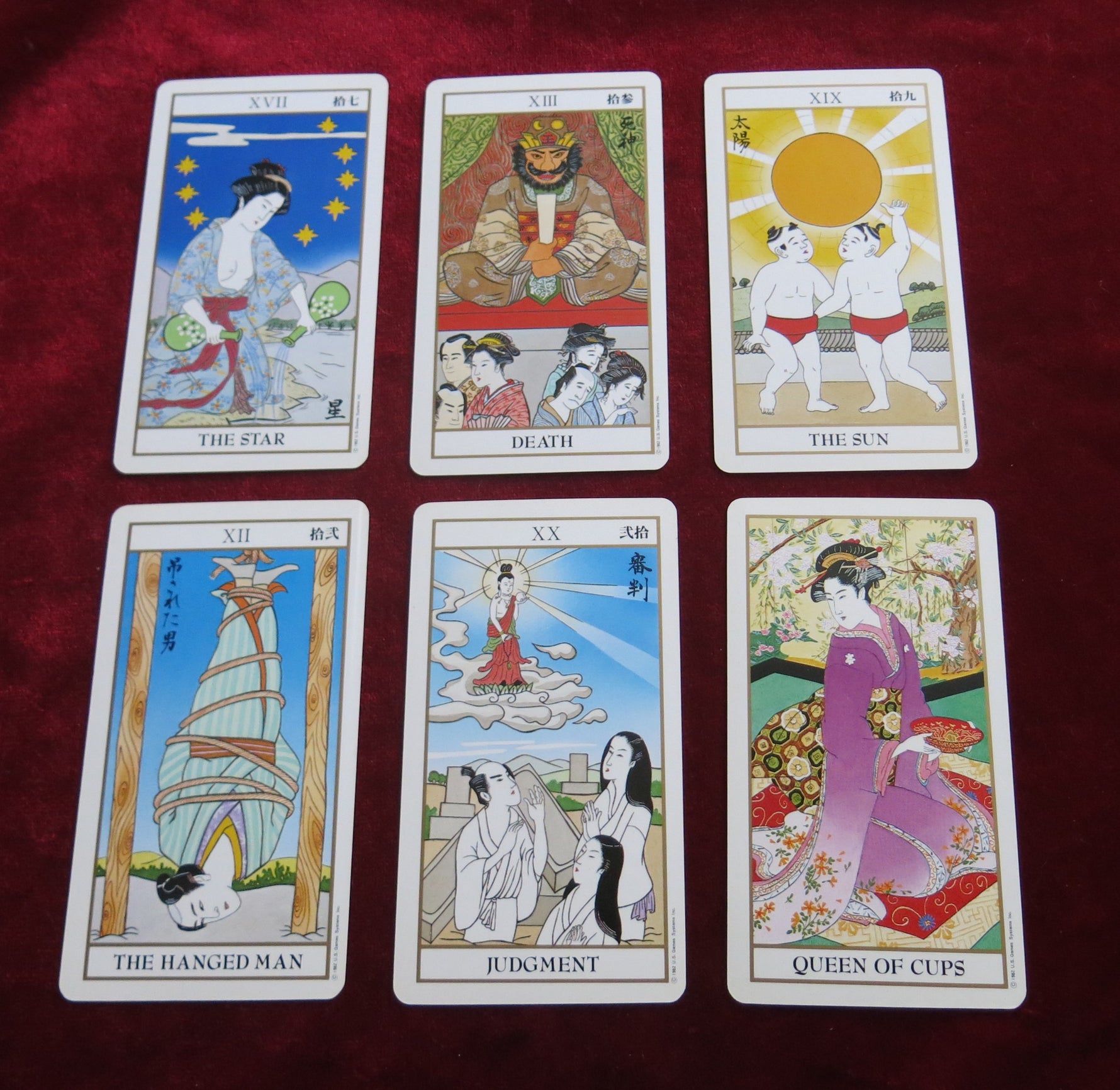 Jeu de tarot Ukiyoe, boîte rouge - Jeux américains 1983 - Tarot japonais