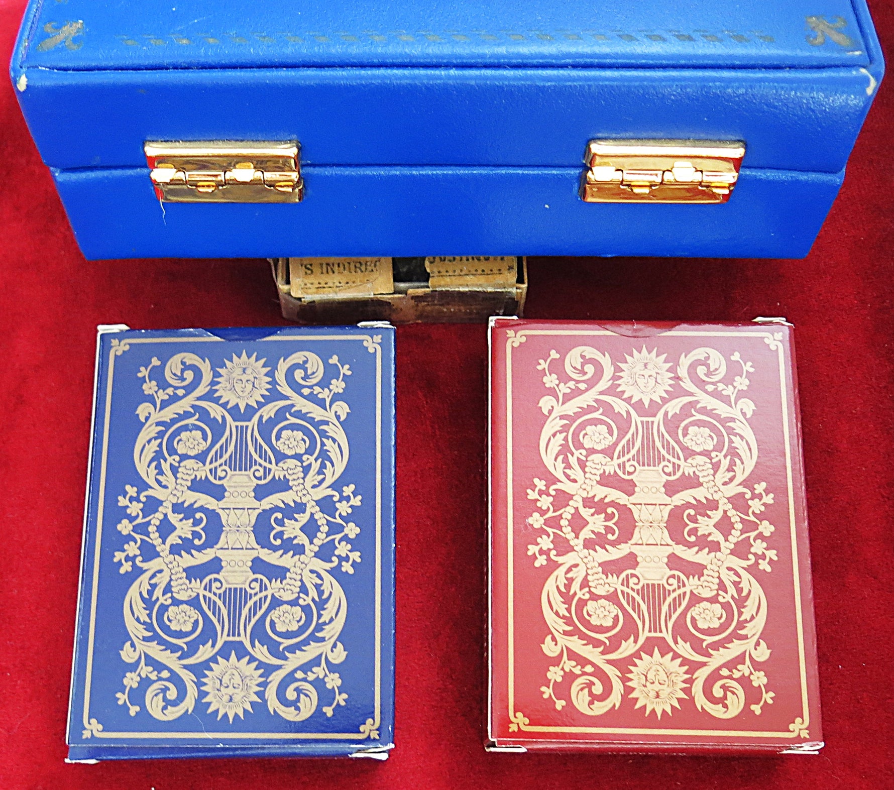 Coffret de luxe de cartes à jouer Grimaud Versailles rare – 2 jeux scellés dans un étui en cuir véritable