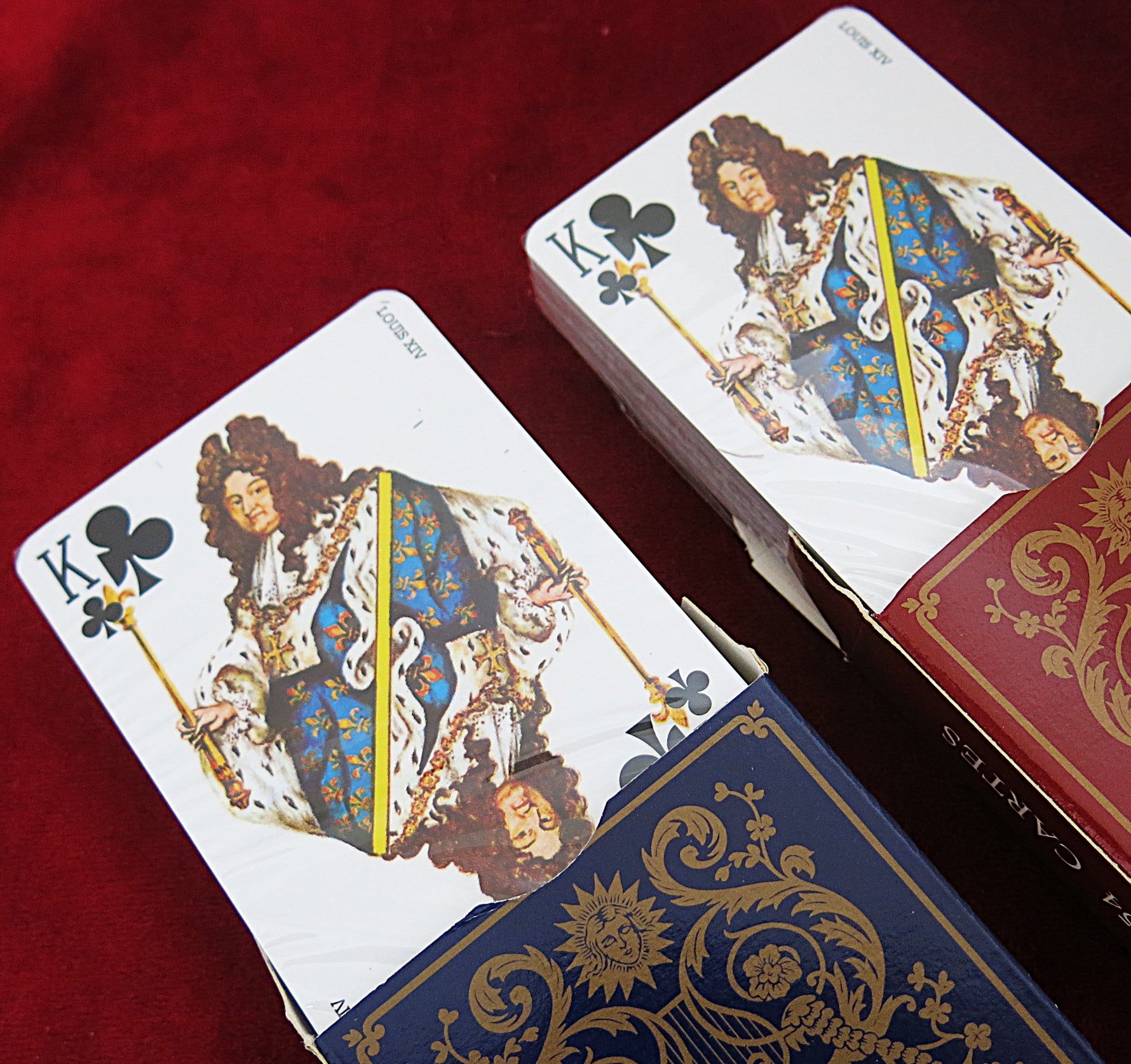 Coffret de luxe de cartes à jouer Grimaud Versailles rare – 2 jeux scellés dans un étui en cuir véritable