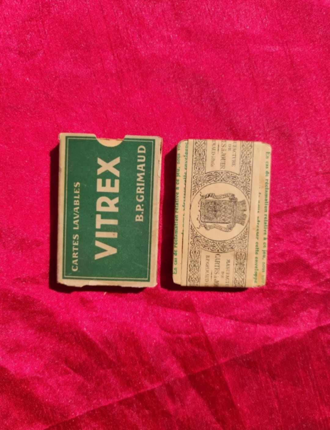 Vintage Vitrex Playing Cards – B.P. Grimaud – Washable 32 Card Deck – 1940s/50s France
