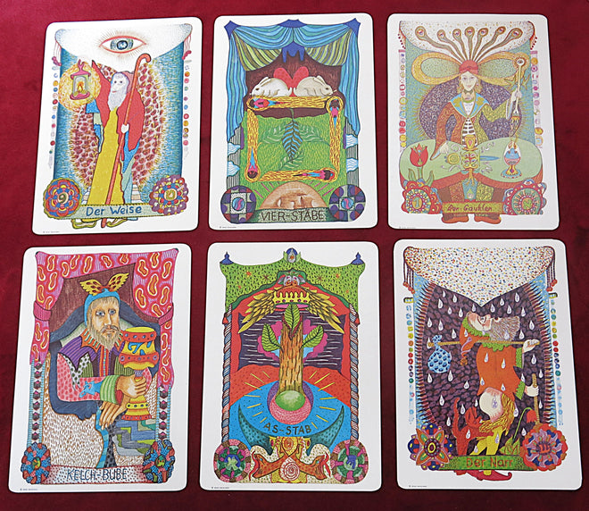 zigeuner tarot, walter wegmuller tarot, sphinx verlag tarot, 1975 tarot deck, vintage tarot germany, psychedelic tarot, german tarot deck, rare tarot cards, collector tarot deck, 70s tarot art, encyclopedia of tarot kaplan, visionary tarot, gypsy tarot deck, rare vintage sphinx tarot, wegmuller tarot cards