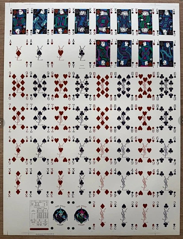 Feuille de cartes à jouer non coupées Yves Saint Laurent – Grimaud France Années 1980