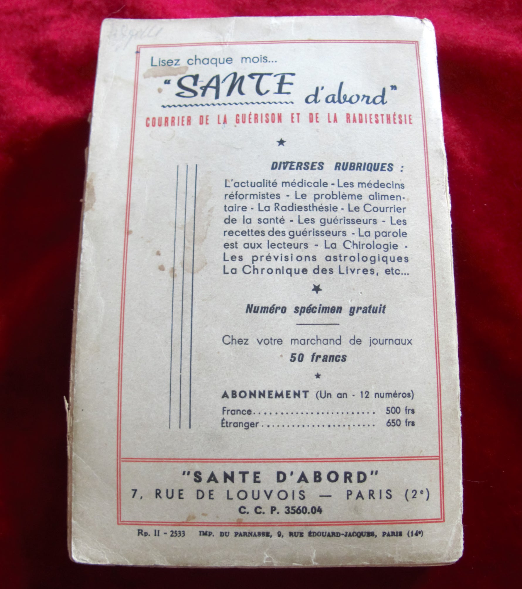 All the secrets of the great Healers 1955: By J. Réno-Bajolais