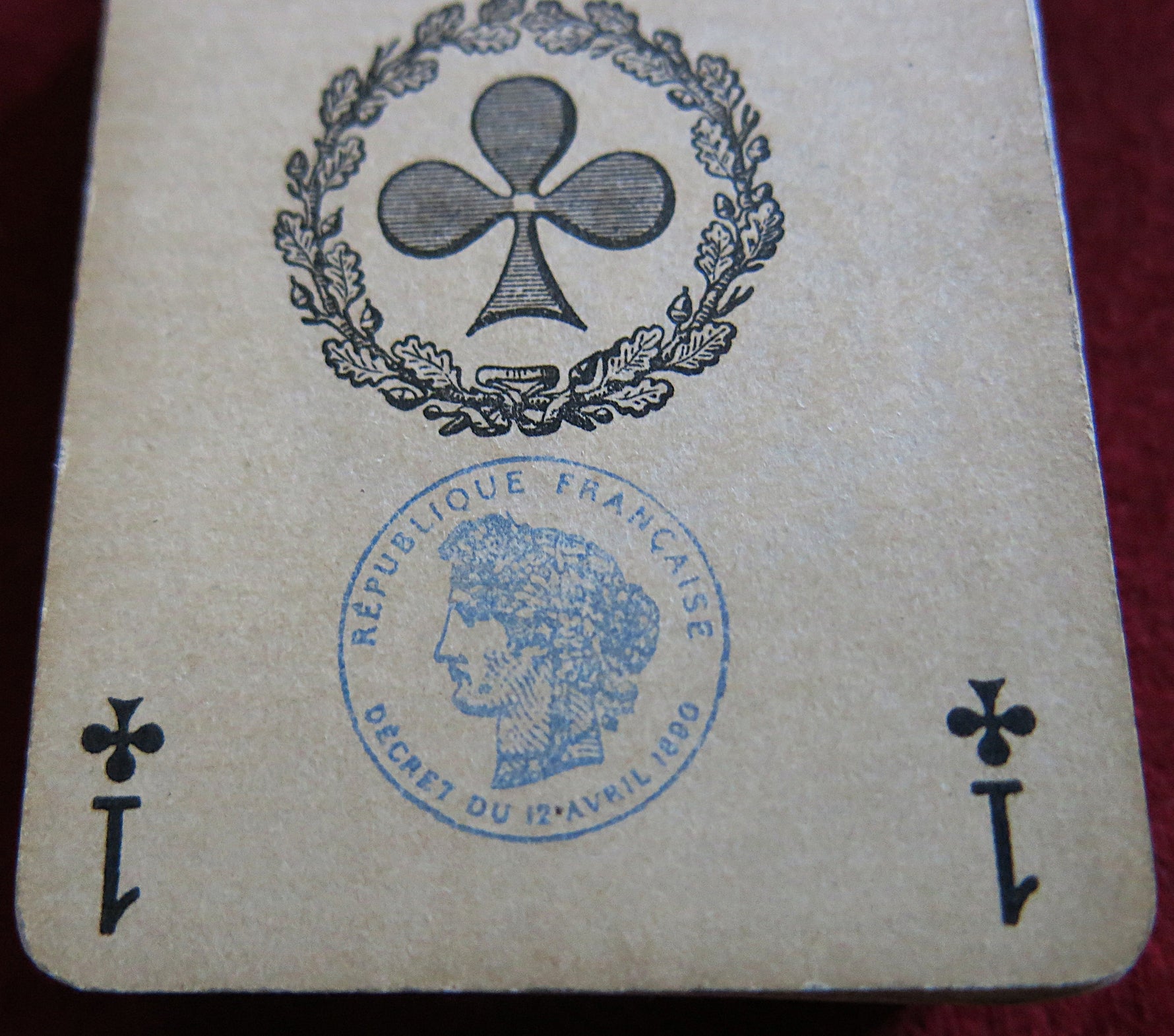 Victorian French Playing Cards – c.1890 République Française Deck with Red Leather Wallet