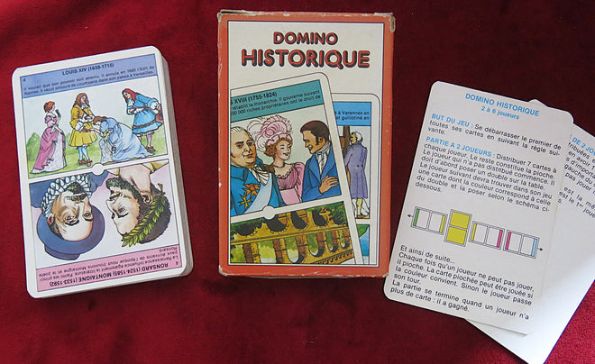 domino historique, vintage card game, ducale france, france cartes, 1987 french game, historical card game, jeu éducatif vintage, french history game, educational game, vintage french toy, retro card deck, cartes historiques, louis xiv game, napoleon card, french revolution, timeline card game, made in france, jeu de société ancien, collectible card game, histoire de france