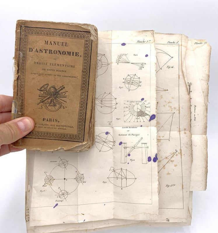 Manuel d'astronomie français ancien avec planches dépliantes (vers 1827)