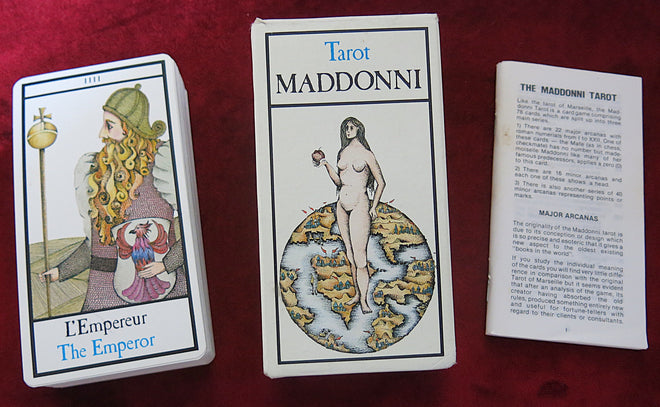 Maddonni Tarot, vintage tarot, Italian tarot, rare tarot deck, historical tarot, tarot collection, retro tarot, obscure tarot, tarot collector, esoteric cards, divination deck, tarot artwork, out of print tarot, collector’s tarot, spiritual tools, tarot reading, unique tarot, Italian divination, antique tarot, limited edition tarot