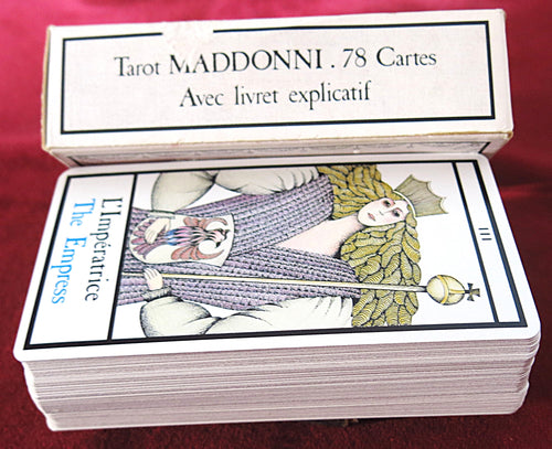 Le Tarot Maddonni – Édition 1981 – Jeu français surréaliste et mystérieux – TRÈS rare