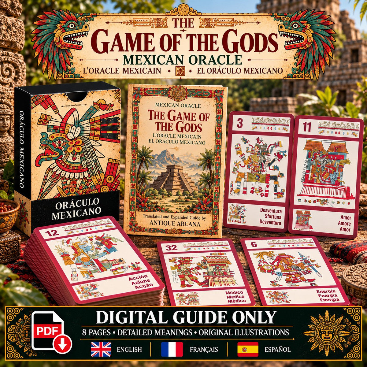 Mexican Oracle – The Game of the Gods – Digital Guidebook PDF (EN/FR/ES)