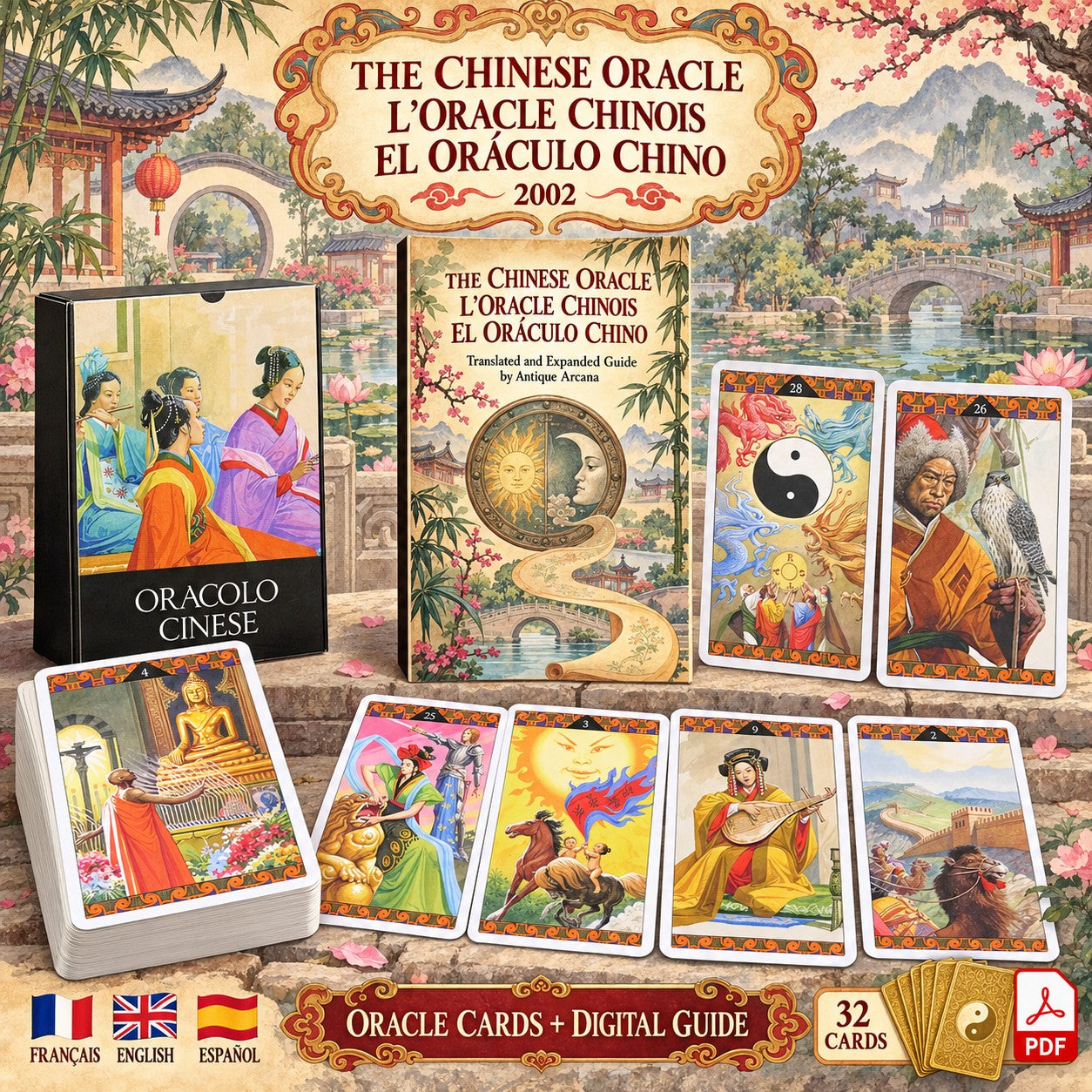 Oracolo Cinese, jeu physique de 32 cartes et guide numérique