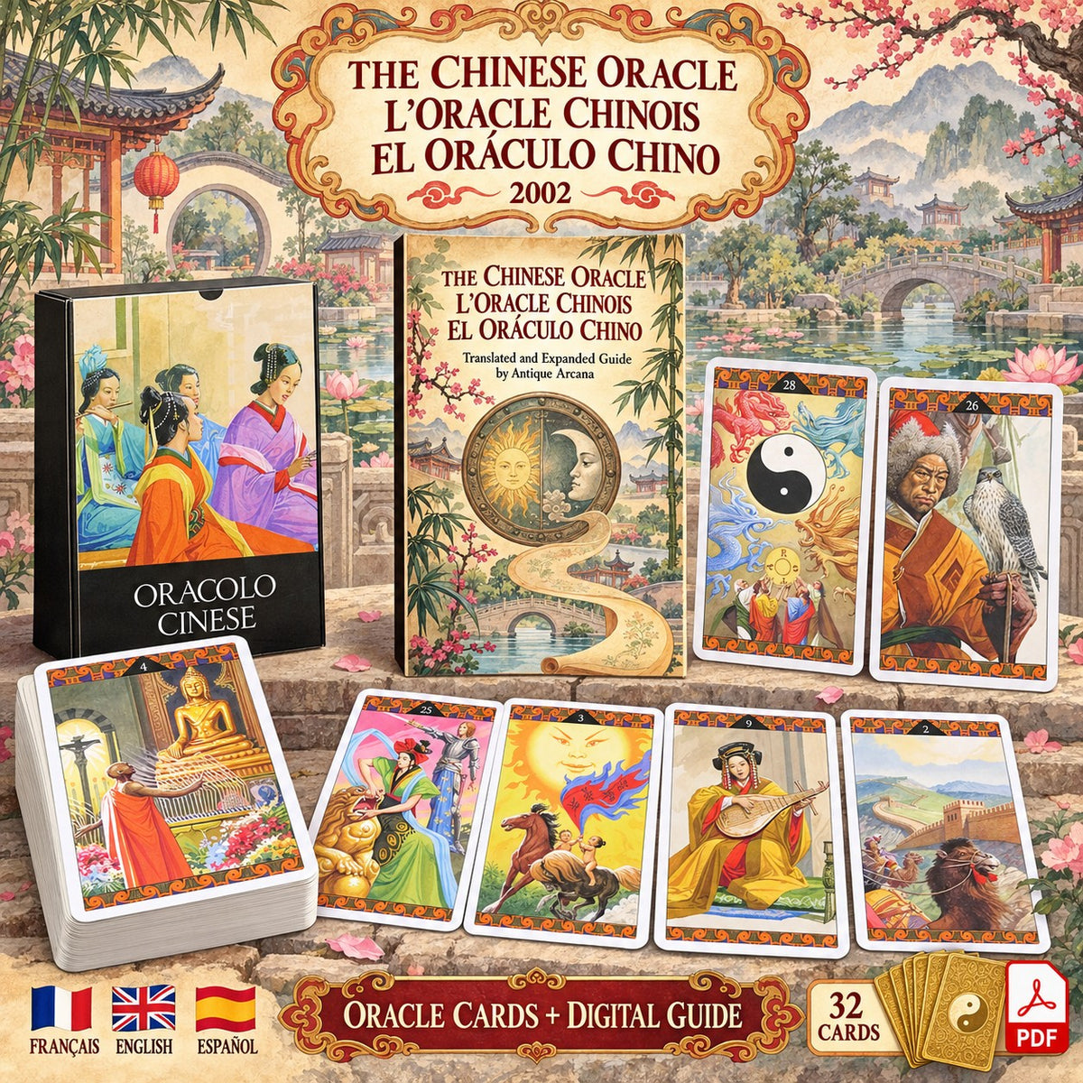 Oracolo Cinese, jeu physique de 32 cartes et guide numérique