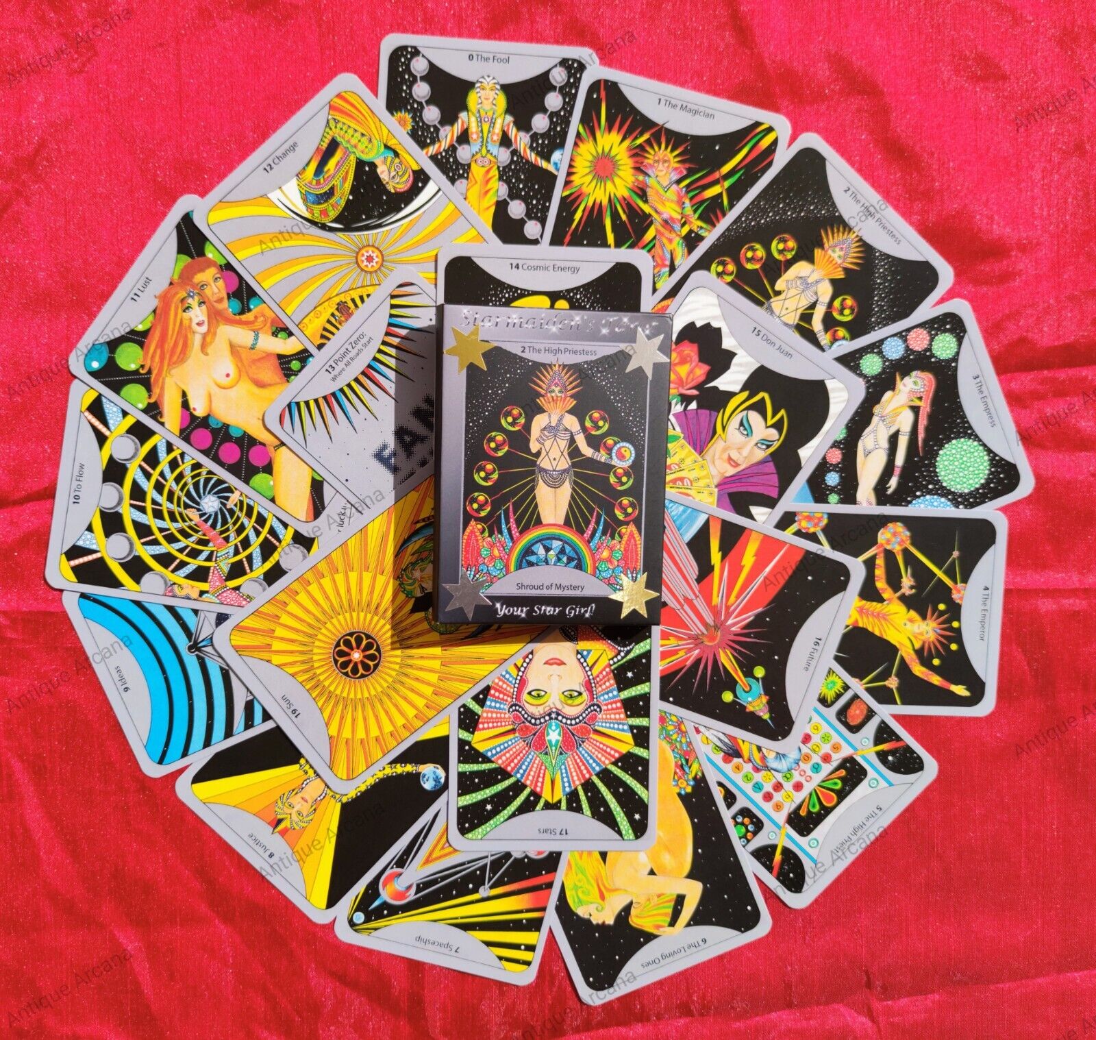 Starmaiden Tarot – Rare jeu allemand psychédélique des années 1970 – (Sternenmädchens Wahrsagespiel)