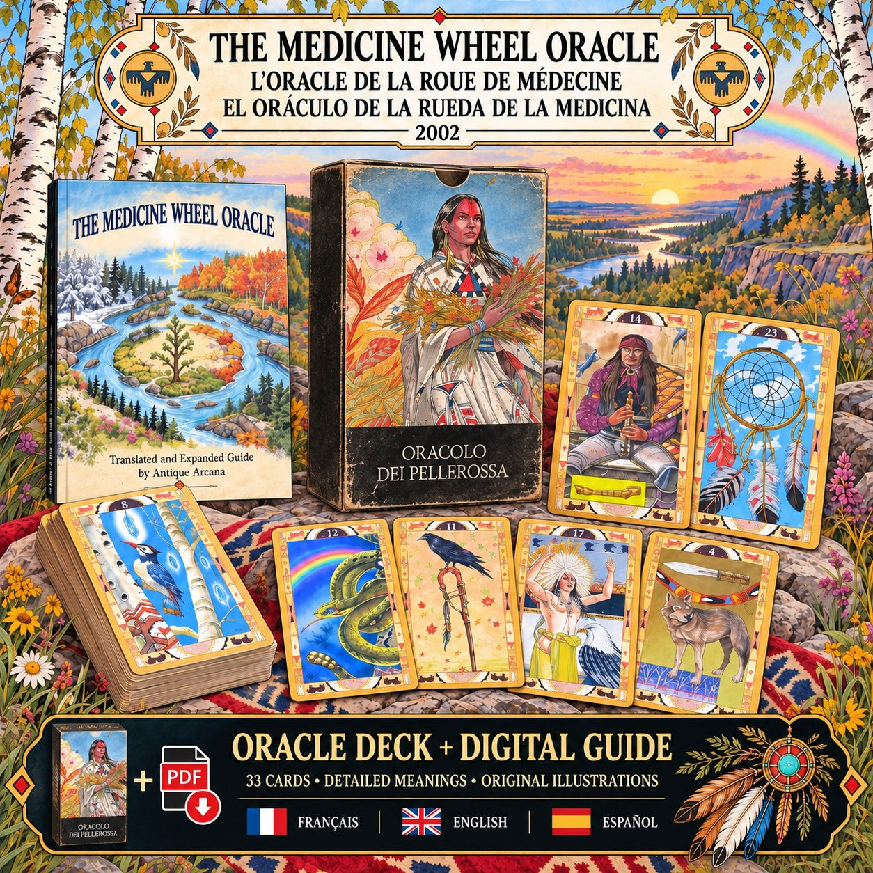 The Medecine Wheel Oracle + guide - Cards of Native Americans - The Oracolo dei Pellerossa