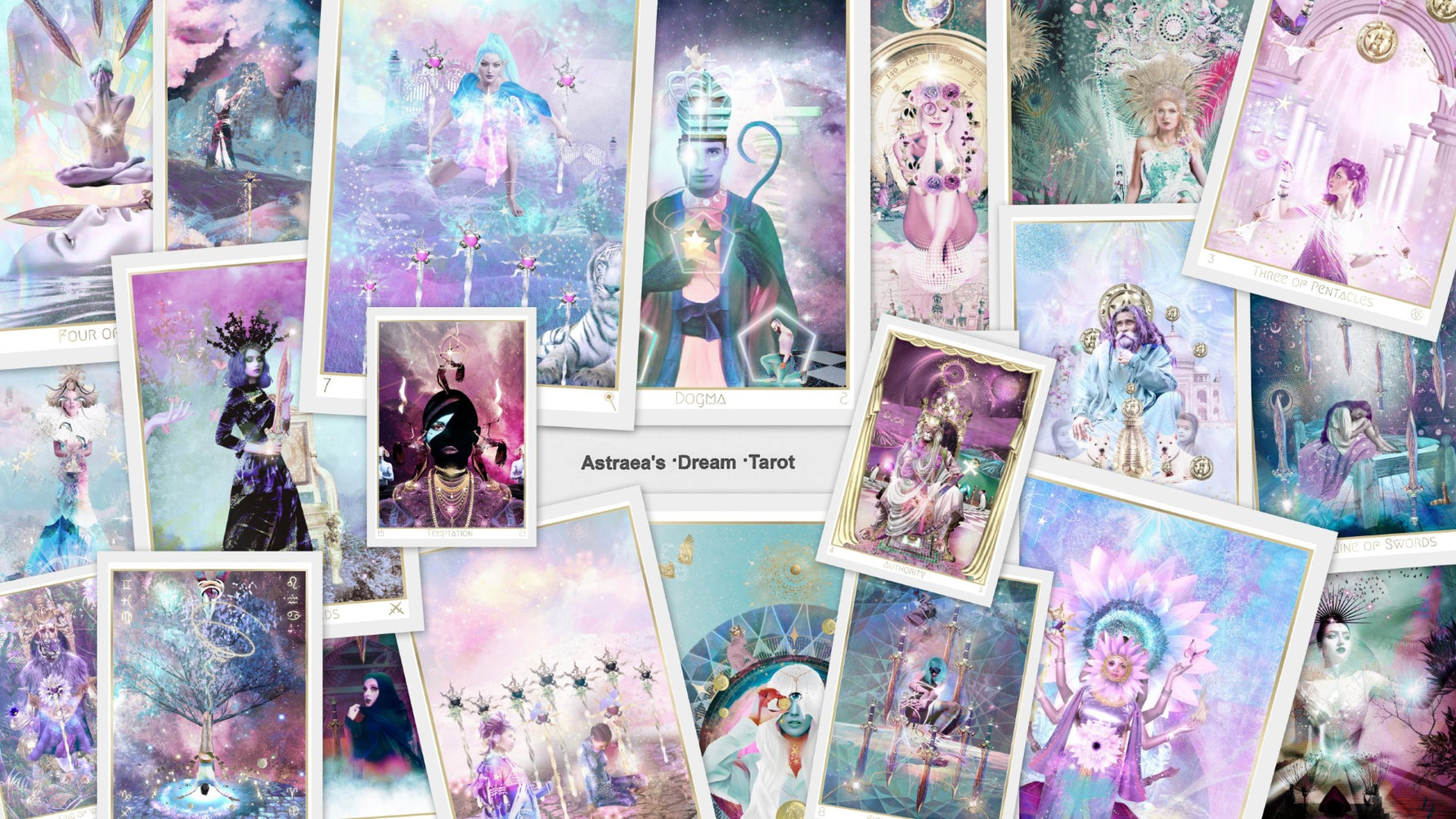 Jeu de tarot du Rêve d'Astraea - Édition limitée - Illustration éthérée - Cartes des Royaumes Astraux