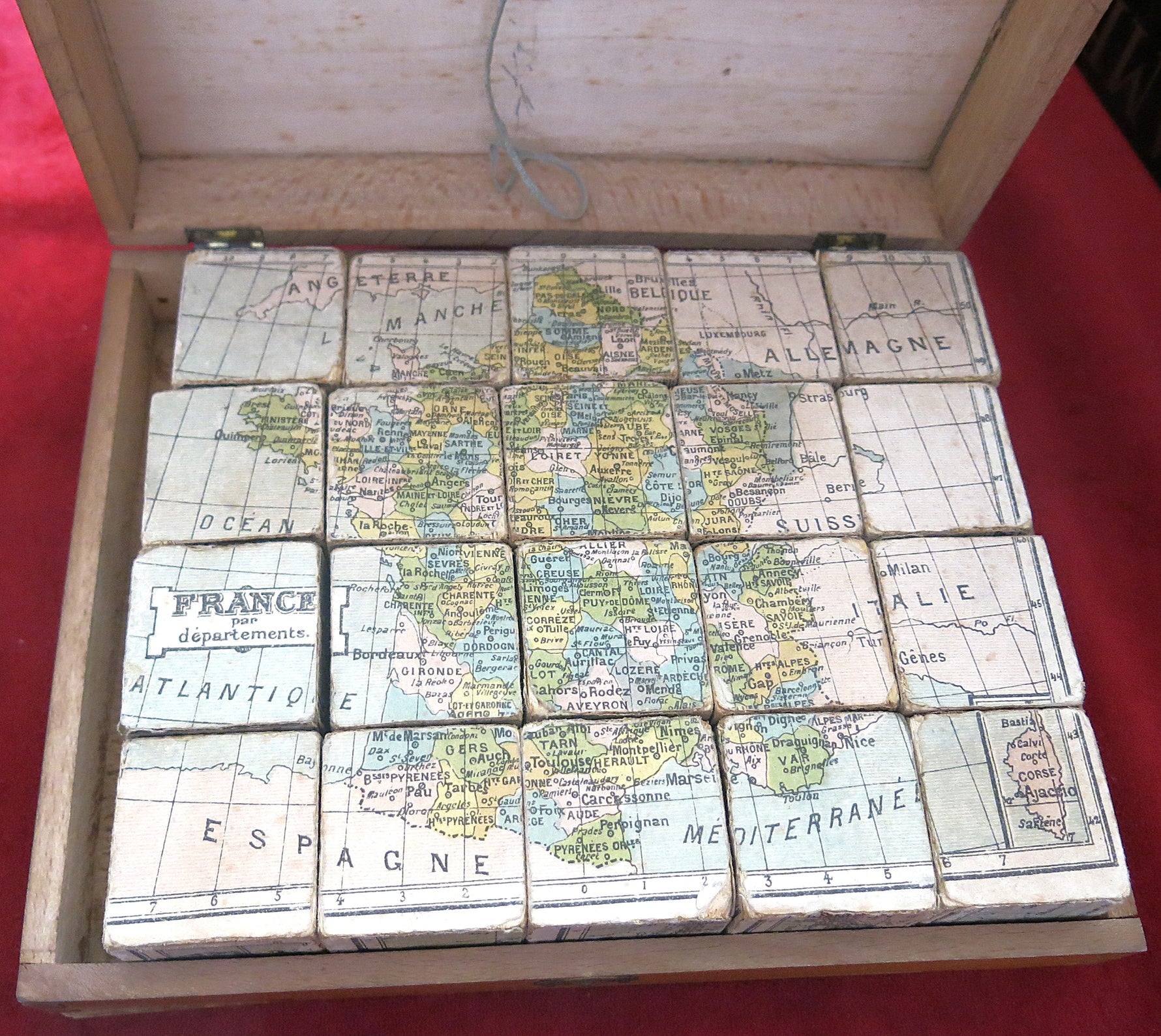 Rare French Cartographical Wooden Cube Puzzle – J.L. Jullien – Late 19th century