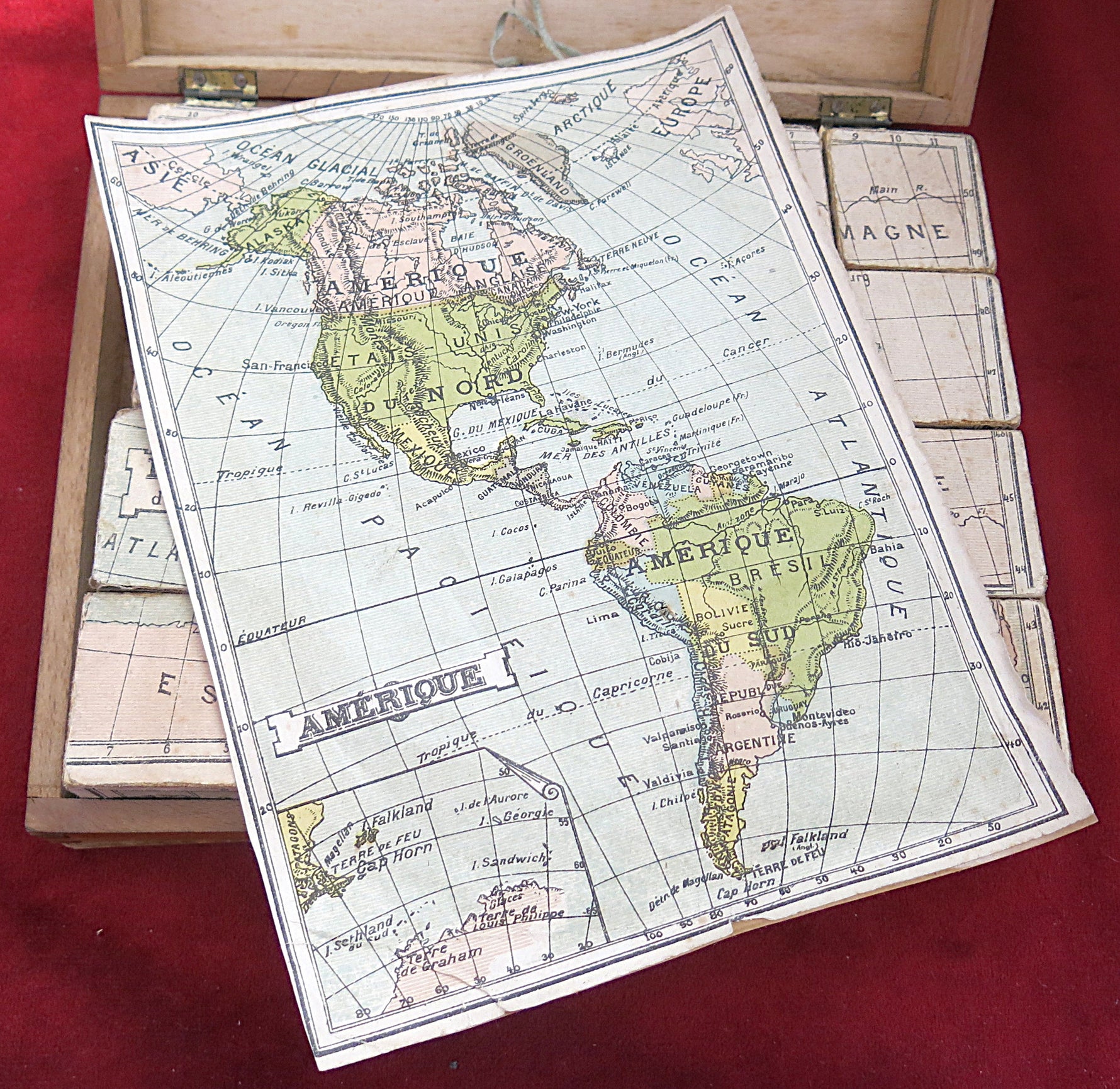 Rare French Cartographical Wooden Cube Puzzle – J.L. Jullien – Late 19th century