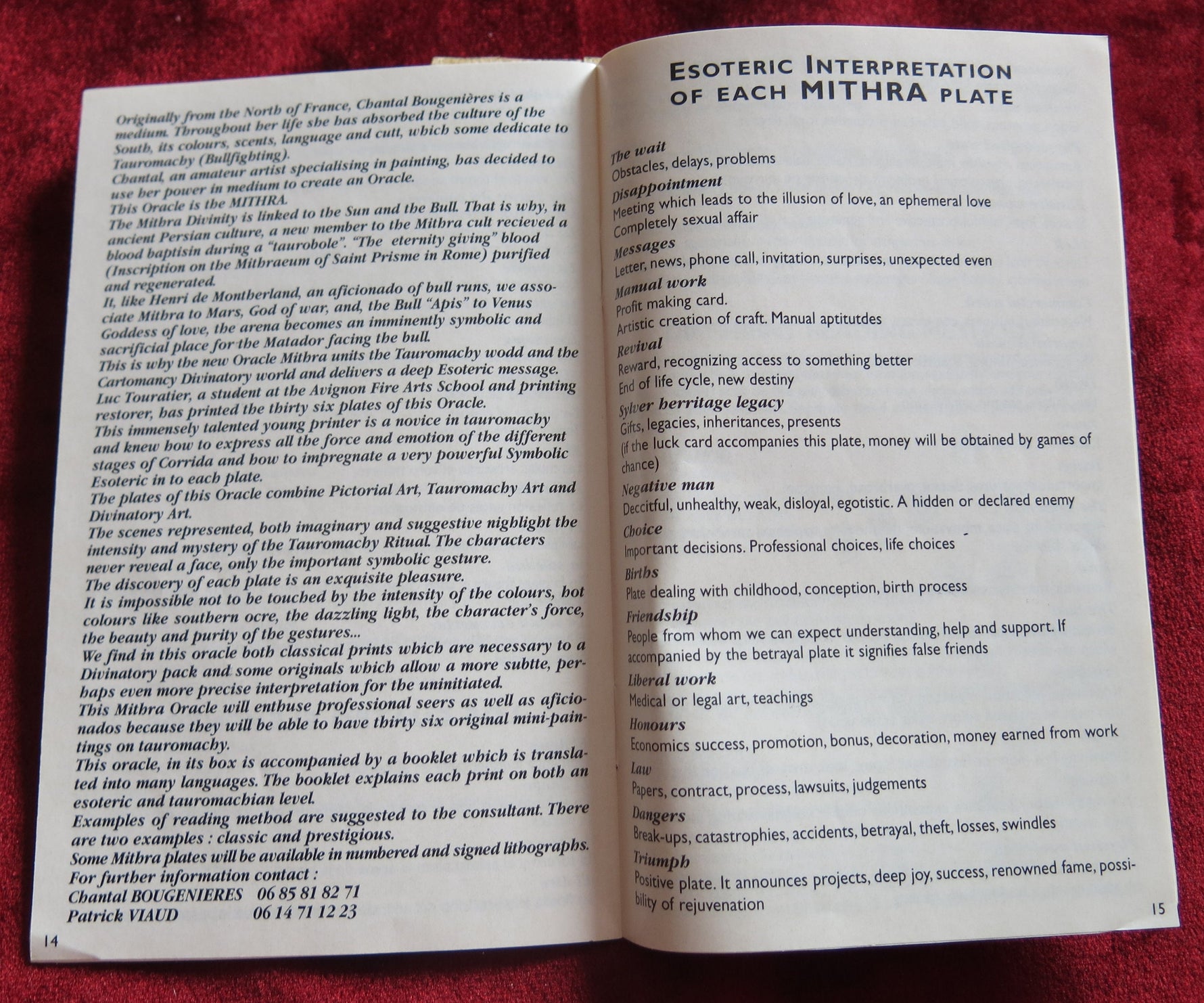 The Mithra - Tauromachie cards - 80s - Bullfighting Divination