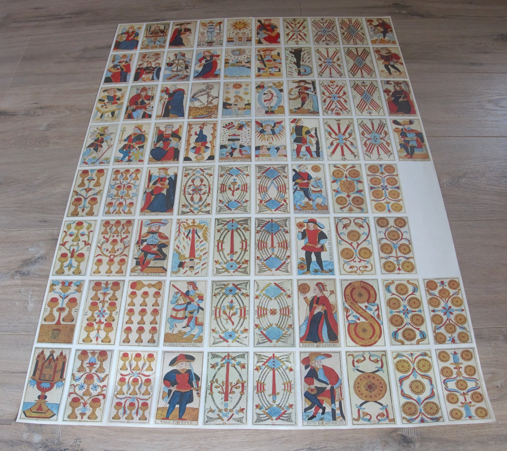 Uncut Sheet – Tarot de Marseille Nicolas Conver – Éditions Héron 1980s – Very Rare
