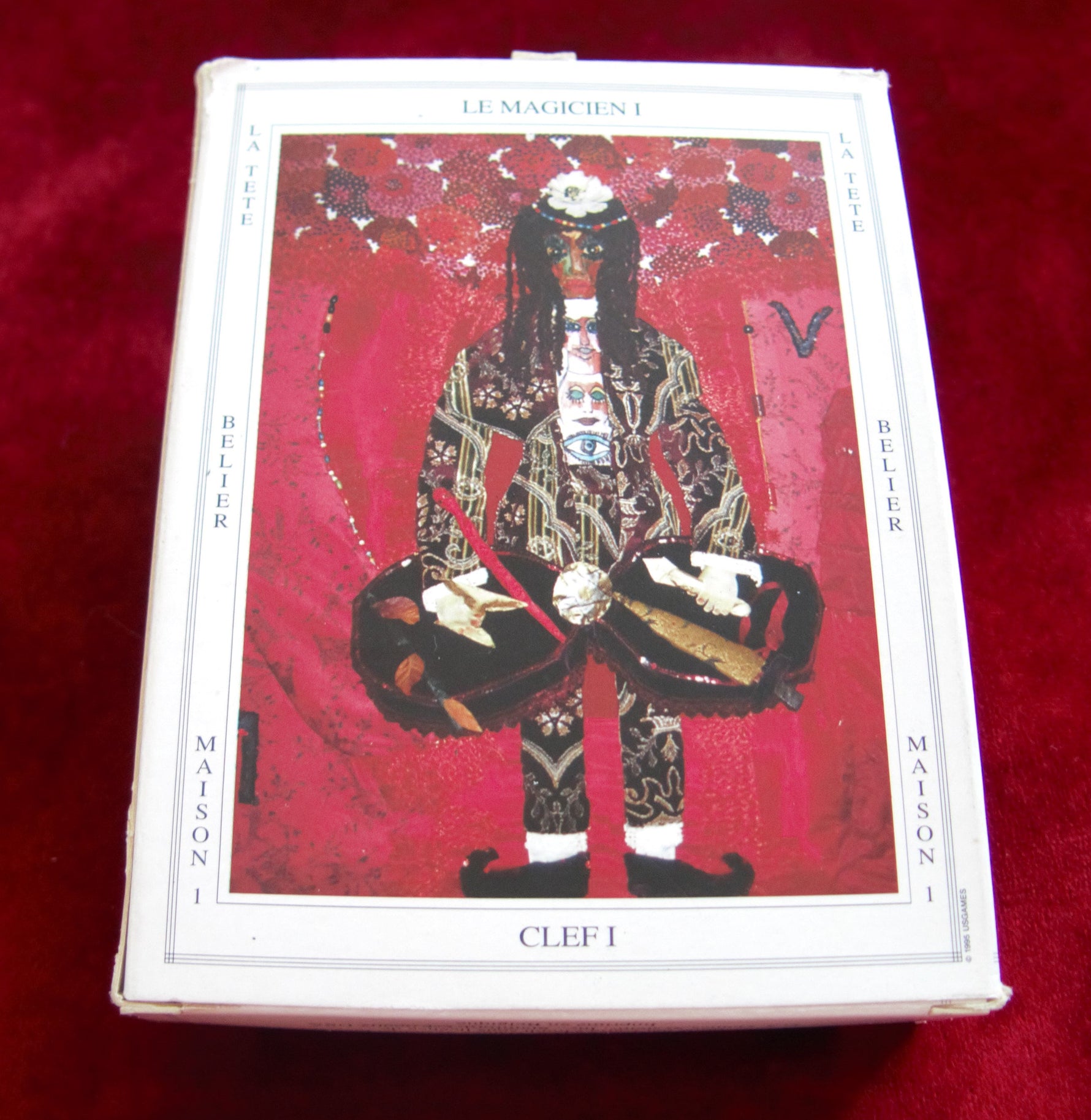 tarot deck, rare tarot, French tarot, tarot de la tapisserie, Yvonne Jensen, textile tarot, artistic tarot, symbolic tarot, Marseille-inspired, handmade art tarot, collectible tarot, divination cards, intuitive tarot, art oracle, modern art tarot, tapestry tarot, unique tarot deck, esoteric deck, surreal tarot, 80 card tarot, French artist tarot