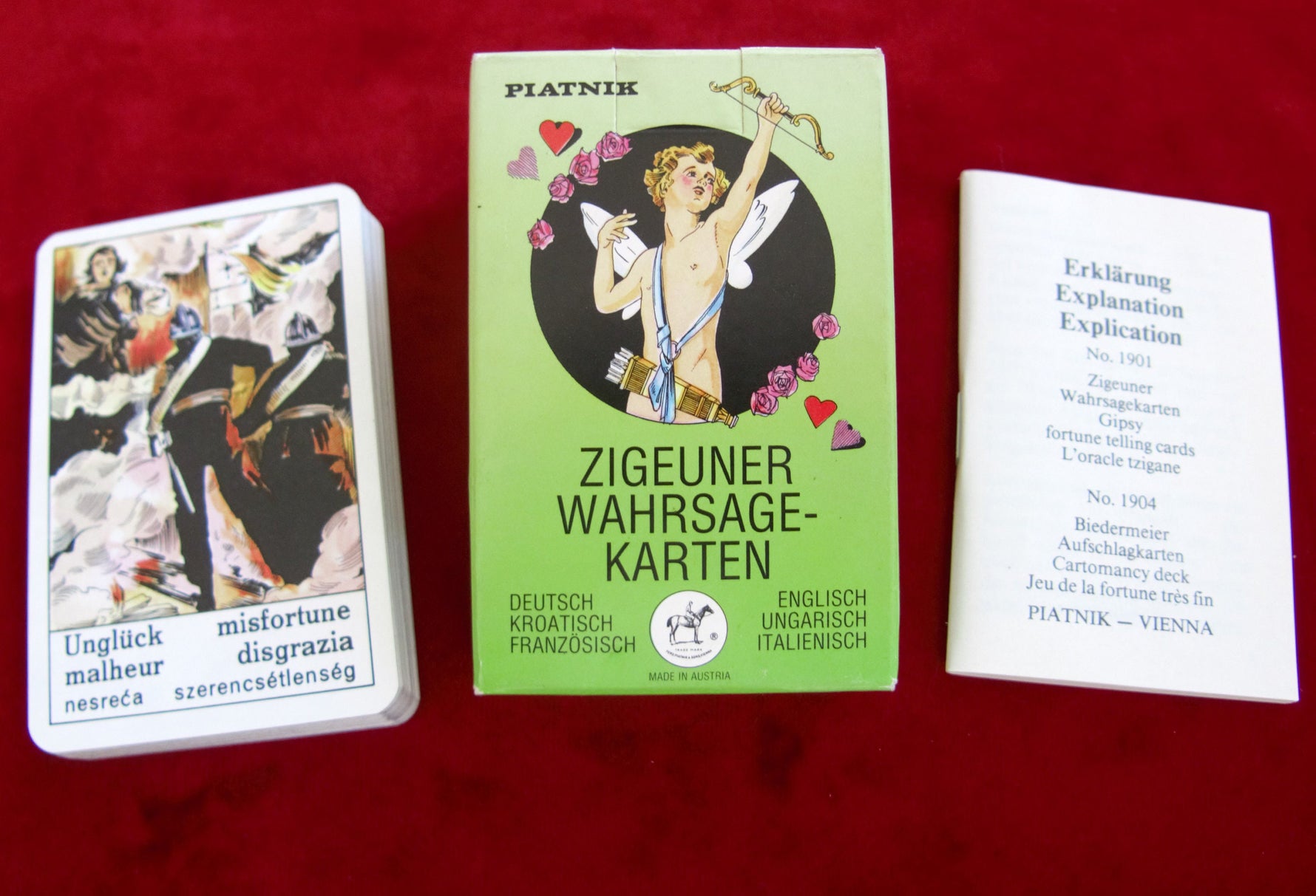Vintage Gipsy Fortune Cards – Piatnik Austria, Multilingual Edition 1982