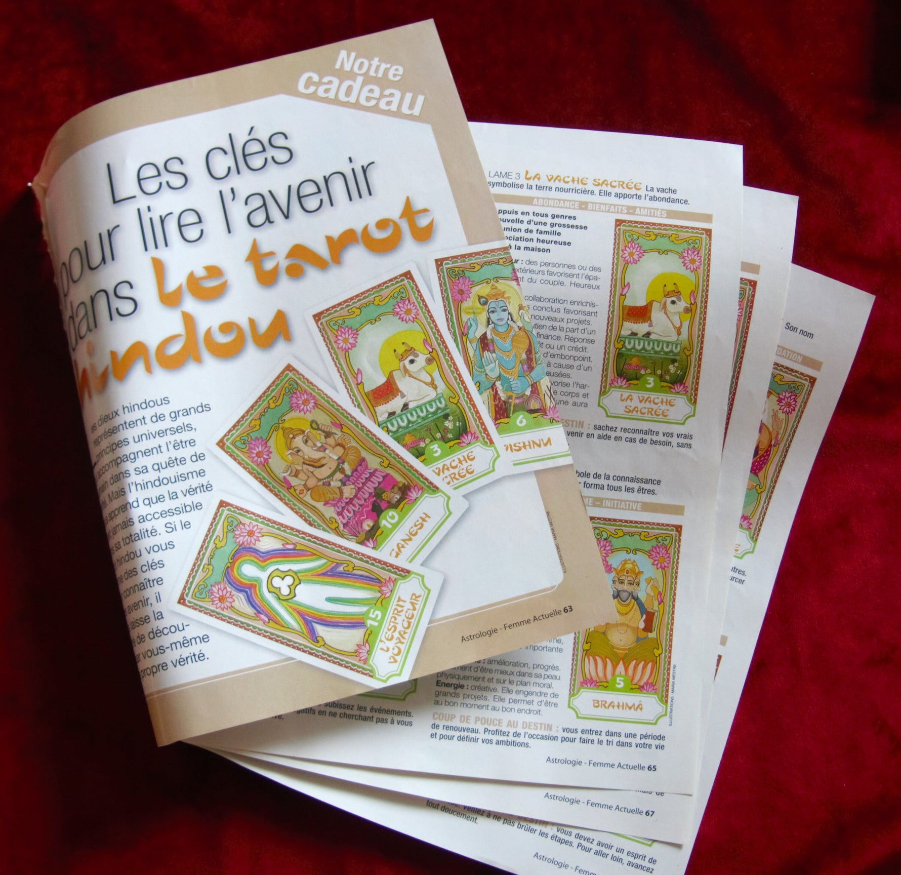 Tarot Hindou – Femme Actuelle | Tarot de poche vintage rare, 25 cartes