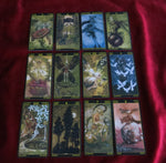 Secret Forest Tarot, Tarot del Bosque Secreto, Lo Scarabeo, 2005, dual sided tarot, fairy tarot, elf tarot, insect tarot, nature tarot, forest tarot, woodland spirits tarot, mystical tarot, Rider Waite system, collectible tarot, rare tarot, fantasy tarot, magical tarot, bilingual tarot, 78 cards, tarot deck, tarot collectors, oracle forest, divination cards, antique arcana